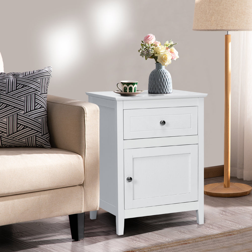 2-Tier Accent Table with Spacious Tabletop-White - Gallery View 1 of 10