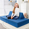4-Piece Convertible Kids Couch Set with 2 Folding Mats-Blue - Gallery View 1 of 10