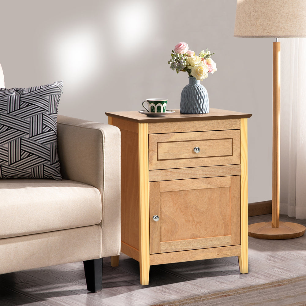 2-Tier Accent Table with Spacious Tabletop-Natural - Gallery View 1 of 10