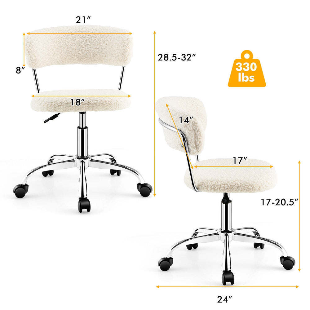Sherpa swivel office chair with adjustable height, chrome base, and rolling casters for versatile use in any room.