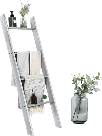 Costway 4-Tier Wall Leaning Ladder Shelf Stand Gray 56480739 New