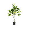 Artificial lemon tree with vibrant leaves and realistic fruits, 2.6 feet tall, perfect for indoor decoration.