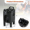 Insulated beverage dispenser with handles, 2.6-gallon capacity, designed for camping and parties, measuring 19" tall.