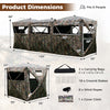 Side view of the 2-6 Person Side-by-Side Hunting Blinds with camouflage pattern, featuring adjustable windows and doors.