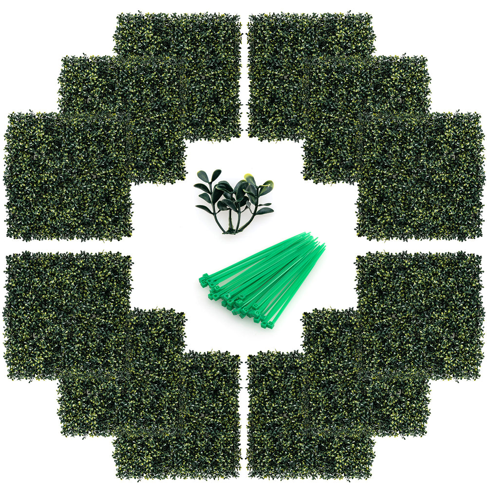 Artificial peanut leaf hedge panels with 4-layer leaves, UV resistant, ideal for backyard decoration and easy.