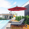 10 Feet Patio Solar Powered Cantilever Umbrella with Tilting System-Red - Gallery View 1 of 10