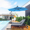 10 Feet Patio Solar Powered Cantilever Umbrella with Tilting System-Blue - Gallery View 1 of 10