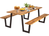 Patented 70 Inch Dining Table Set with Seats and Umbrella Hole