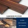 Close-up of carbonized fir wood used in a 2-tiers outdoor wooden barrel waterfall fountain, showcasing smooth texture.