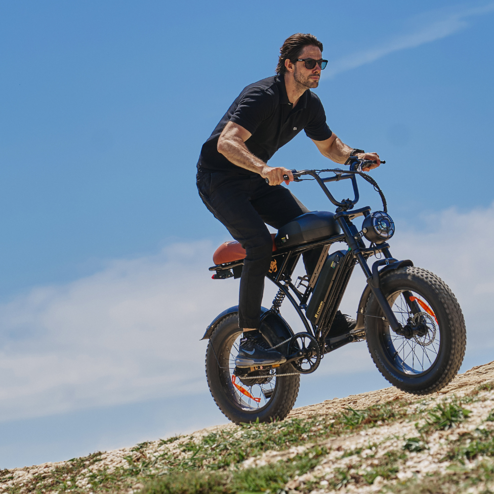 CycRun Pro Electric Mini Dirt Bike - rider on trail - action shot