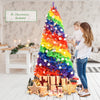 7 feet tall rainbow Christmas tree with 1213 colorful branch tips, ideal for indoor or outdoor holiday decoration.