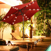 Half round patio umbrella base in antique black finish, designed for stability and elegance, securely holds standard.