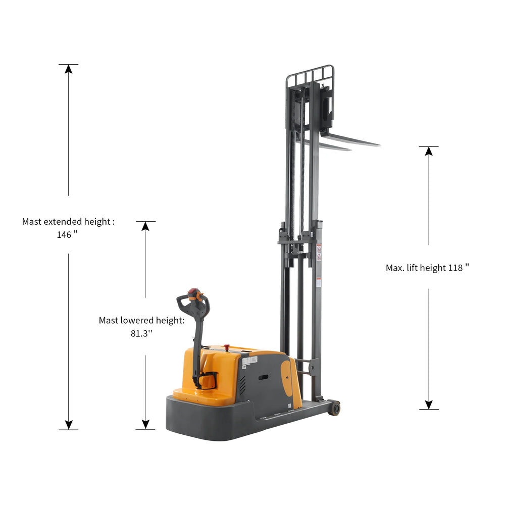Apollolift A-3048 Counterbalanced Stacker 3,300 Lbs Capacity 118" Lift Height New