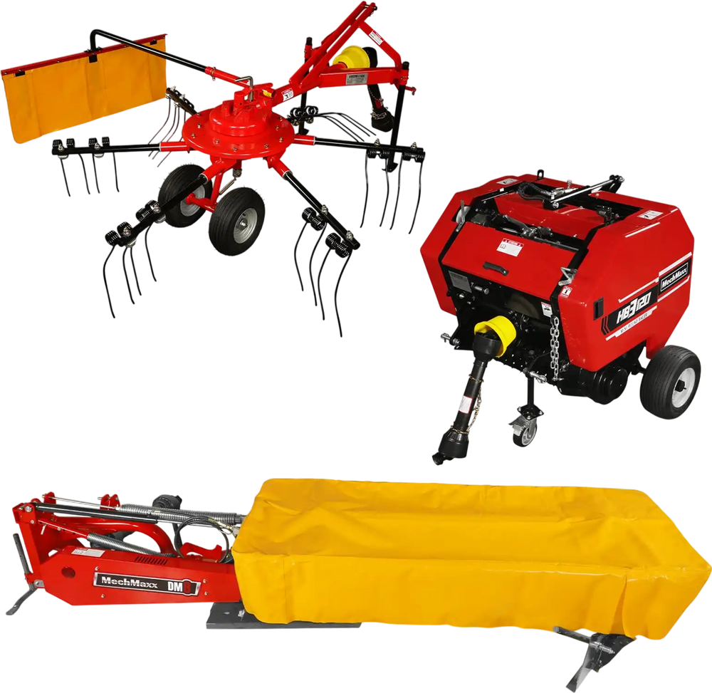 Hay Baler & Hay Rake Tedder & Disc Mower Bundle,  HB3120,  HT100,  DM8