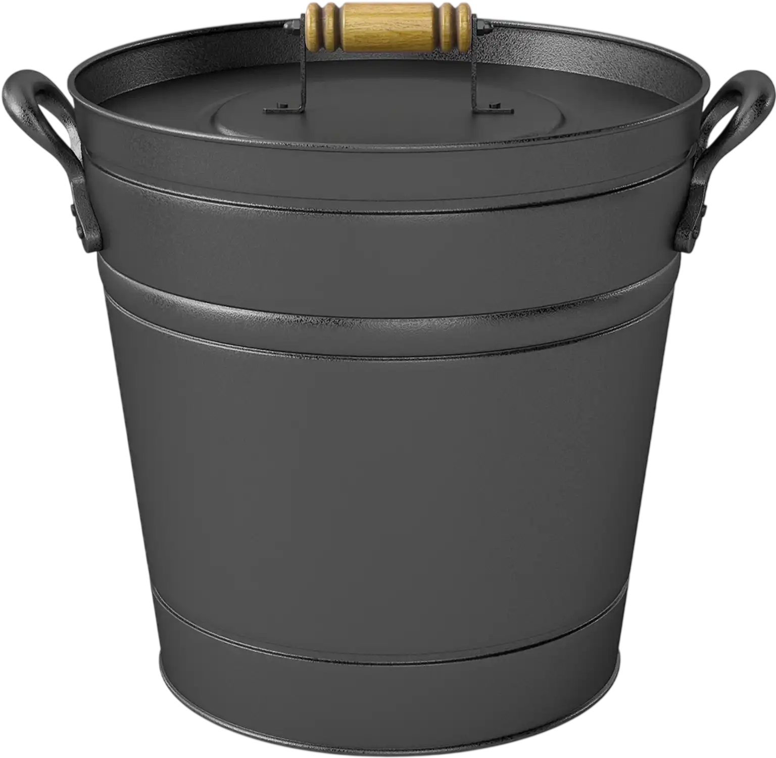 Costway 2.9 Gallon Metal Coal Ash Can Wooden Lid Side Grips Fireplace Fire Pit 17444398 New