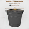 2.9-gallon metal coal ash can with wooden lid and side grips, featuring a rust-proof design for fireplaces and fire.