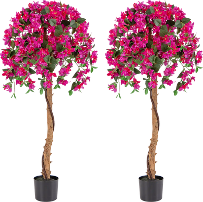 Costway Set of 2 4.5' Artificial Azalea Trees w/ Cement Pot 516742389 New