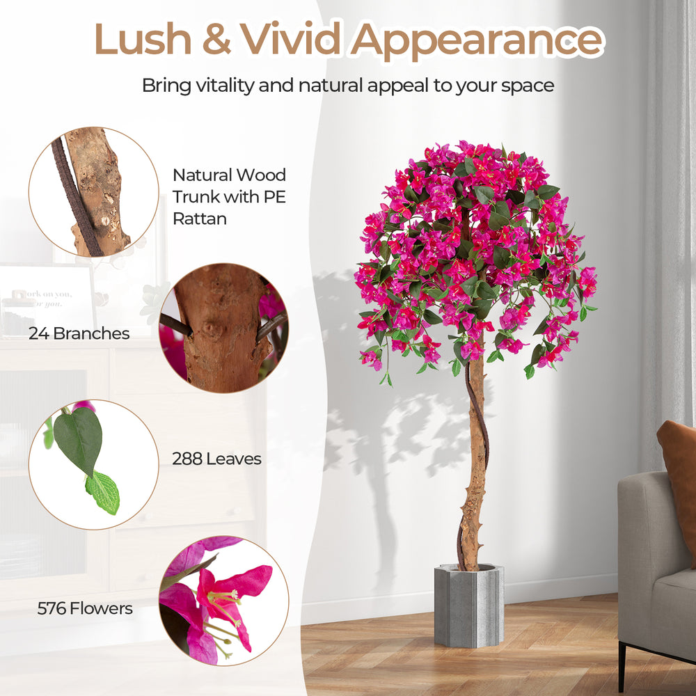 Artificial azalea tree with 576 flowers and natural wood trunk, perfect for indoor decoration and maintenance-free.