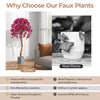 Set of 2 artificial azalea trees with red flowers in cement pots, perfect for indoor decoration and maintenance-free.