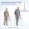 Lightweight 2-button folding walker with 7-level adjustable height, featuring a sturdy aluminum frame for safe walking.