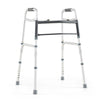 Lightweight 2-button folding walker with adjustable height, sturdy aluminum frame, and non-slip rubber foot pads for.