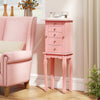 2 Colors Armoire Storage Standing Jewelry Cabinet with Mirror-Pink - Gallery View 1 of 10