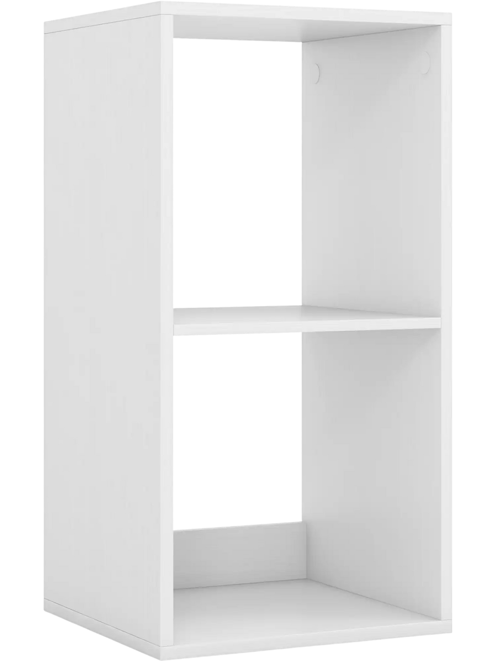 White 2-cube bookshelf with back guardrail, featuring ample storage for books and a robust, elegant design for any room.
