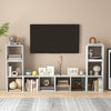 2-cube bookshelf in white with back guardrail, featuring ample storage for books and decor in a stylish living room.
