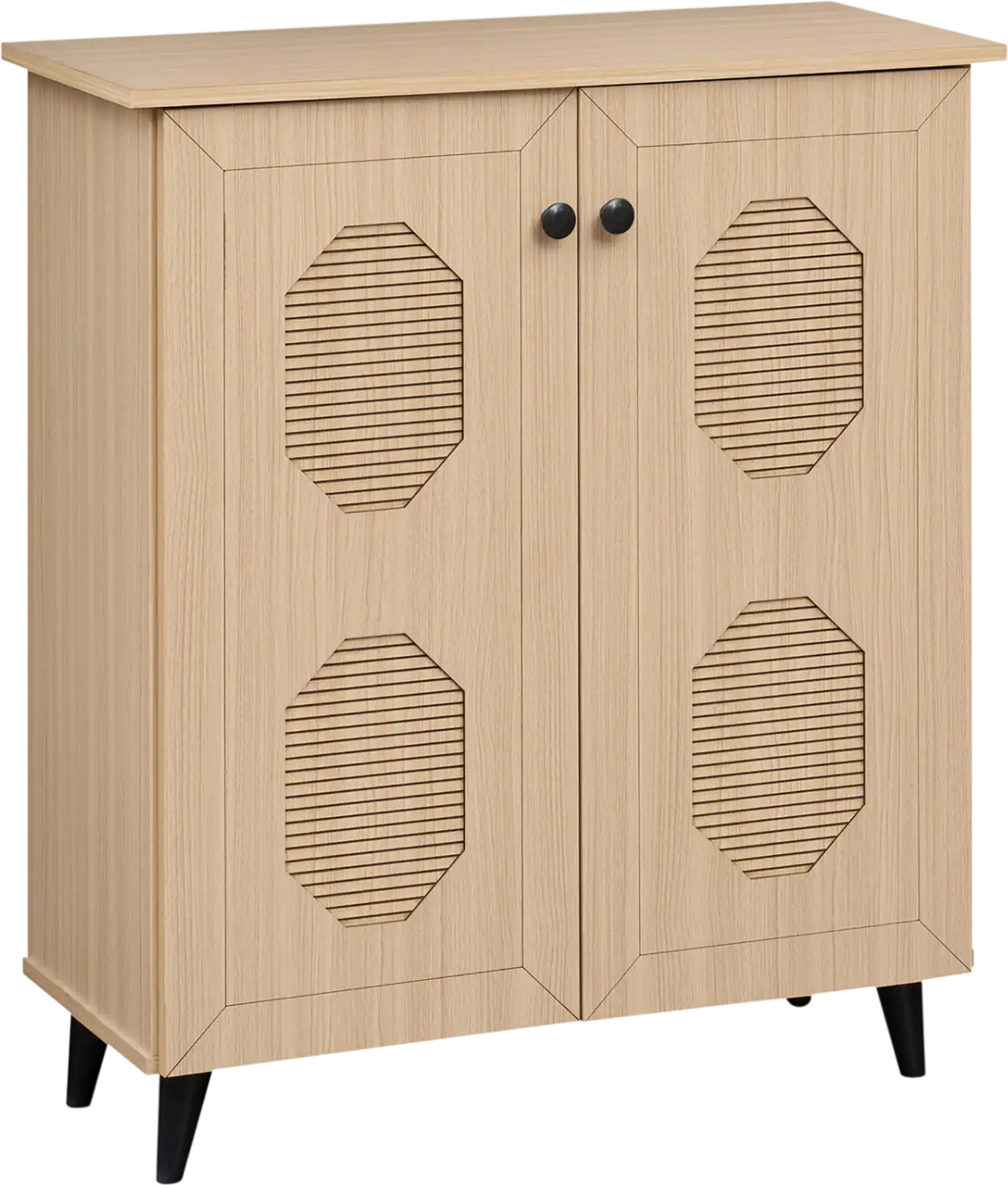 Costway 2-Door Geometric Shoe Storage Cabinet Freestanding Organizer 34728234 New