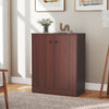 2-Door Modern Floor Storage Cabinet with 3-Tier Shelf-Brown - Gallery View 1 of 10