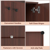 Close-up of the 2-door modern storage cabinet showcasing convenient handles and soft close hinges for easy access.