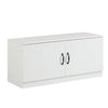 2-door shoe storage cabinet in white with adjustable shelves, offering seating and modern design for entryway or.