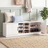 2-Door Shoe Bench Storage Cabinet with Adjustable Shelves-White - Gallery View 1 of 10