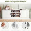 2-door shoe bench storage cabinet in white with adjustable shelves, soft-close hinges, and convenient handles for.