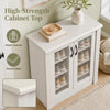 2-door shoe cabinet in white with removable shelves, fluted doors, and a high-strength top for stylish storage.