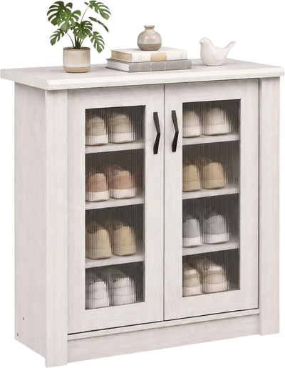 Costway 2-Door Wooden Shoe Storage Cabinet Organizer 26860467 New