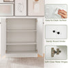 White 2-door storage cabinet featuring a 3-tier shelf, easy-to-clean surface, and soft-close metal hinges for versatile.