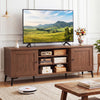 2-Door TV Stand for TVs up to 65 Inch Mid Century Modern Entertainment Center-Brown - Gallery View 1 of 11