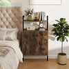 Rustic brown 2-door wall mount bookshelf with open shelf, ideal for versatile storage in living room or bedroom.