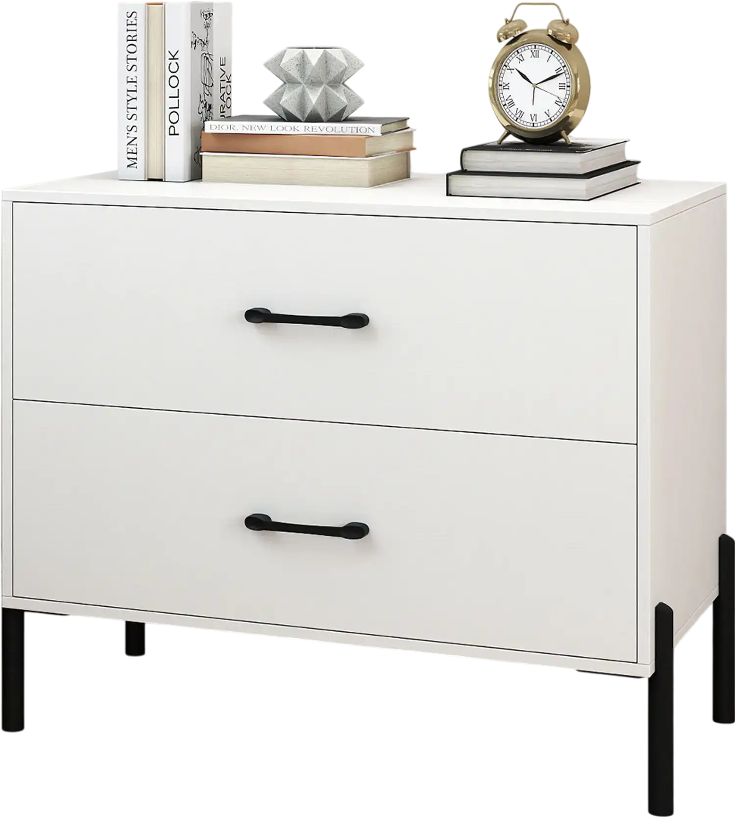 Costway Modern Wooden 2-Drawer Nightstand Set of 2 White 63640983 New