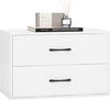 White 2-drawer stackable storage cabinet with handles, ideal for organizing items in living room, bedroom, or office.