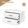 2-drawer stackable storage cabinet in white, featuring sturdy construction and handles, ideal for living room or office.