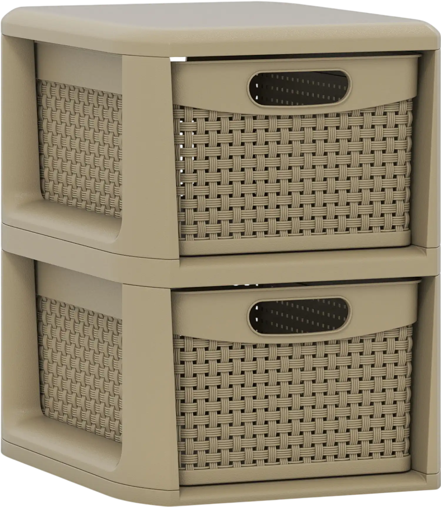 Costway 2-Drawer Storage Organizer Dresser Wicker Pattern 99720099 New