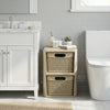 2-drawer storage organizer with wicker patterns in brown, perfect for bathroom or countertop use, featuring waterproof.