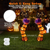 Lightweight set of 2 lighted witch legs with purple trim and 30 warm white LEDs for festive Halloween displays.