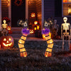 Set of 2 lighted witch legs with purple trim and 30 warm white LED lights for festive Halloween outdoor displays.