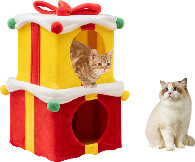 Costway Christmas Gift Box Cat House Cute Bow Multicolor 94278361 New