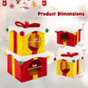 Double-tiered gift box-shaped Christmas cat house in red and yellow, perfect for two cats to hide and play.