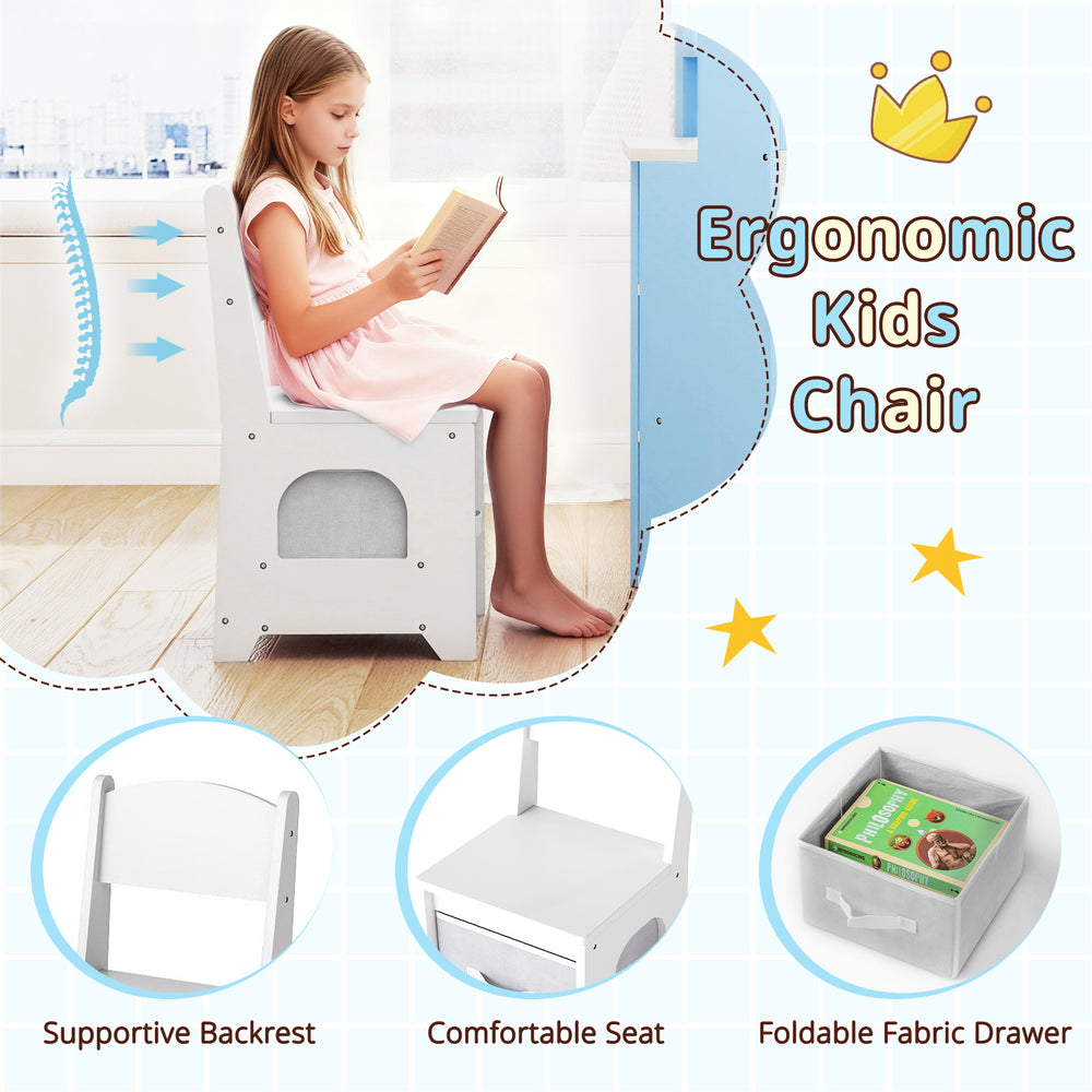 Ergonomic kids chair with supportive backrest and comfortable seat, ideal for reading or playtime in any room.