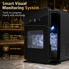 Countertop ice ball maker in black produces 2-inch ice spheres in 38 minutes, featuring a smart visual monitoring system.